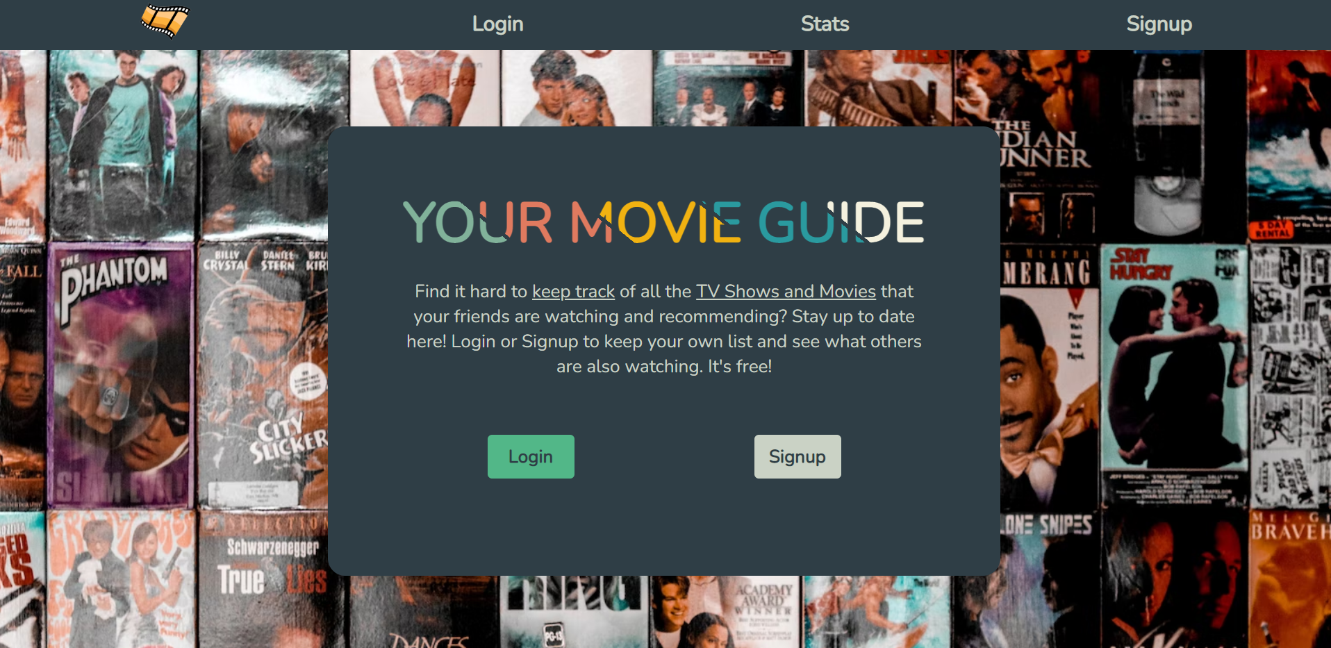 movie tracker landing page